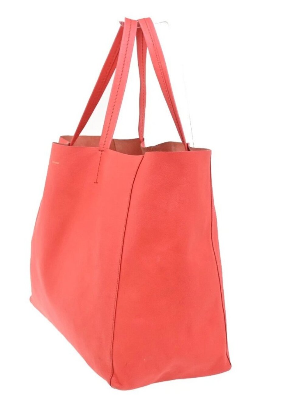 CELINE Logo Horizontal Cabas Tote Shoulder Hand Bag Leather Orange Italy 35ZA290 - Picture 2 of 14